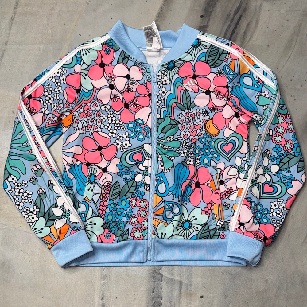 Adidas Originals Girls Large (14) Floral 3-Stripe Track Jacket